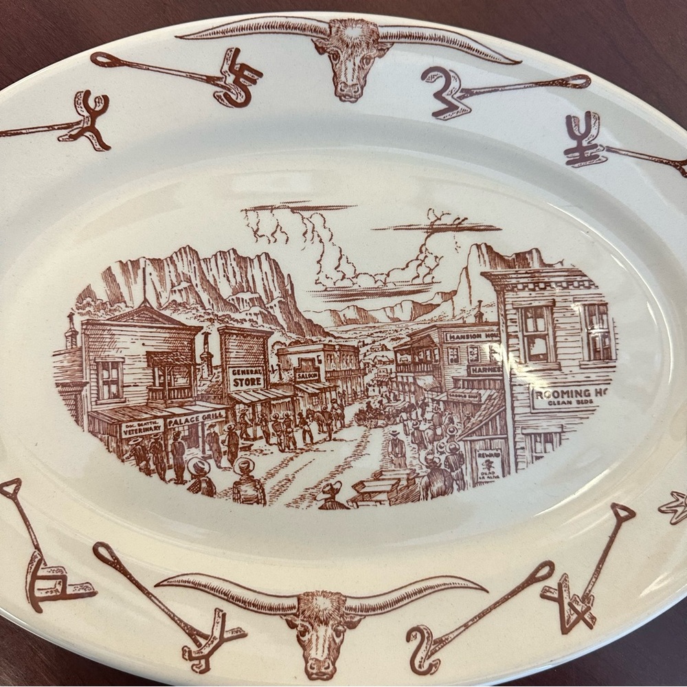 Vintage Western Themed Oval Platter El Rancho by Wallace - Picture 2 of 4